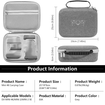 FPVtosky Mini 4K Bag Compact Case for DJI Mini 2 SE/4K Drone Accessories With Controller, Propeller Holder, and Protection, Gray