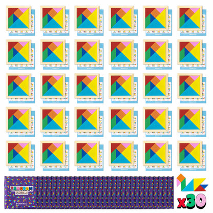 Tangram Children Party Favors Birthday Gifts 30 Pieces - BONNYCO | Tangram Puzzle Small Gifts for Kids | Giveaways Party Favor Set | Pinata Fillers Mini Toys