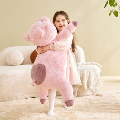IKASA Giant Pig Plush Toy, 78cm Big Stuffed Animal, Cute Huge Fluffy Soft Jumbo Plush Toy, Gift for Kids
