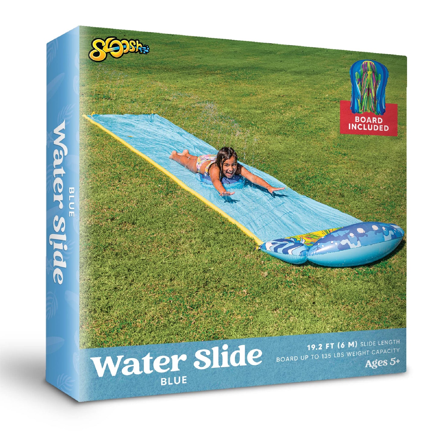 JOYIN 230in x 35.5in (584.2 x 90.2 cm) water slide with 1 bodyboard, summer toy with built-in sprinkler for backyard and outdoor water fun.
