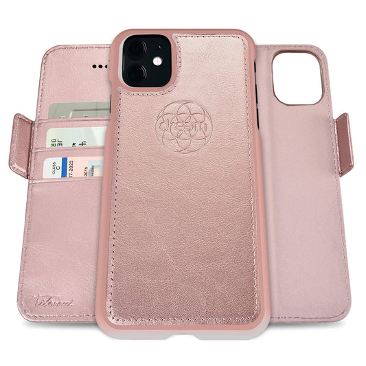 Dream Fibonacci 2in1 phone case flipcase for iPhone 11 | Magnetic iPhone case | TPU leather case protective cover, RFID protection, vegan faux leather, gift box | Pink