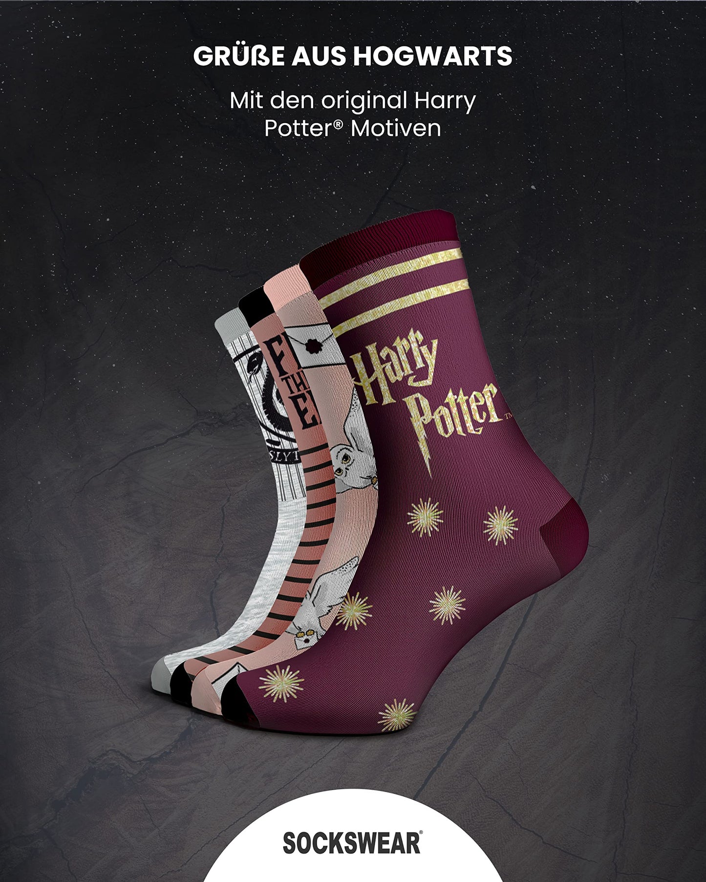 HARRY POTTER ® | Original Advent Calendar | 24 Pairs of Socks for Women | Christmas Calendar with Footies + Tall Socks | Size 35-41 | OEKO-TEX ®
