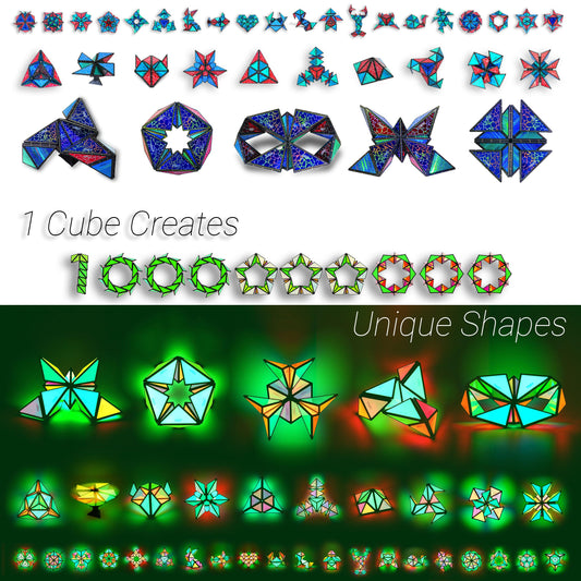TOSY Magnet Pyramid - 1 cube transforms into 1 billion shapes, 243 magnets, glowing, spinner accessories, puzzle toy, Easter/Valentine's/Birthday gift, Set 1 Stone 1 Glow