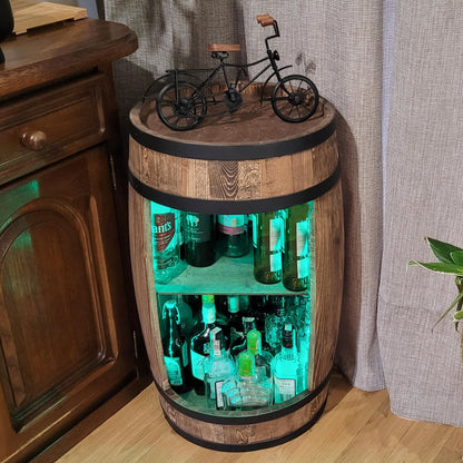 weeco wine barrel as wine rack - wine cabinet bar cabinet LED RGB lights, bar table made of wooden barrel, wine rack bottle holder decoration keg/ home bar chest of drawers wooden barrel for living room