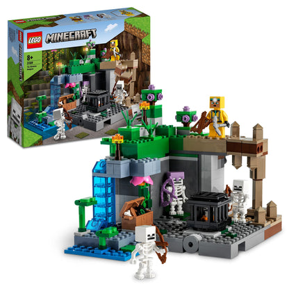 LEGO Minecraft The Frog House, toy house with figures incl. Zombie & Minecraft The Skeleton Dungeon, set with caves, skeleton figures, enemy creatures, and accessories, toy for kids 21189
