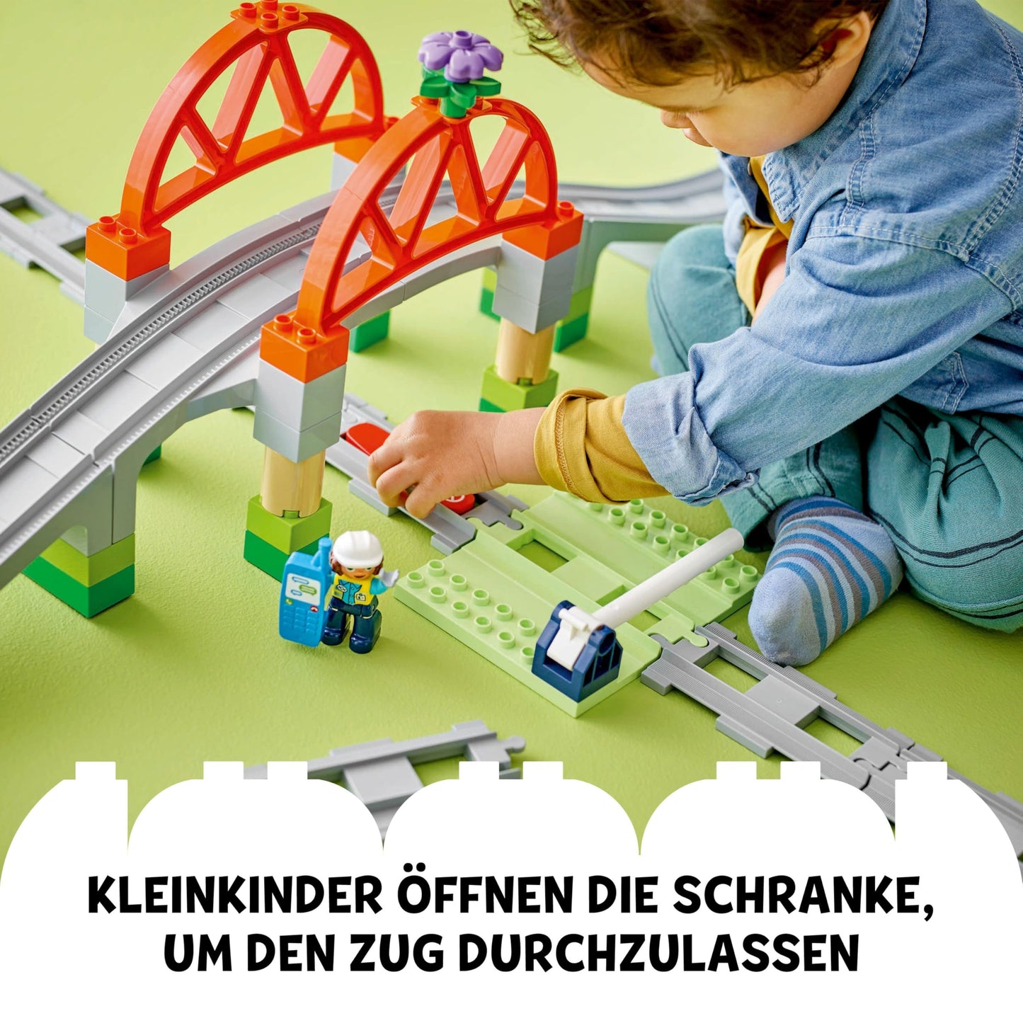 LEGO DUPLO Train Bridge and Tracks Expansion Set - Educational toy for toddlers - includes 8 track pieces, bridge, gate & action brick - Gift for boys & girls aged 2+ - 10426