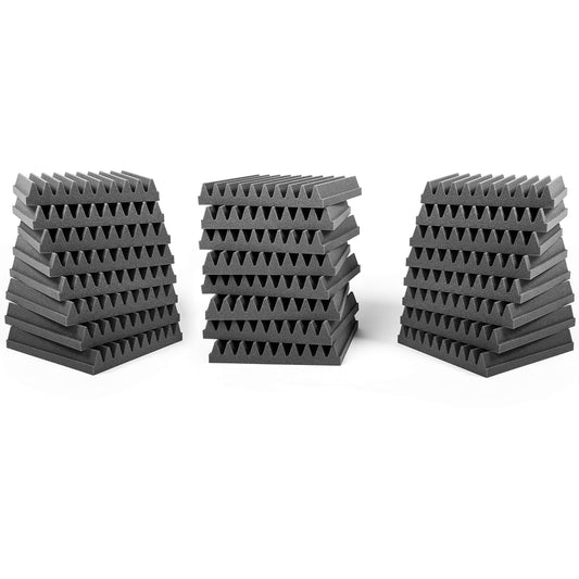 ACOUSPANEL Acoustic Foam 24 Acoustic Panels, 30x30x4cm, Flame Retardant, Soundproofing Wall Sound Absorber Anthracite Gray Uncompressed In Vacuum