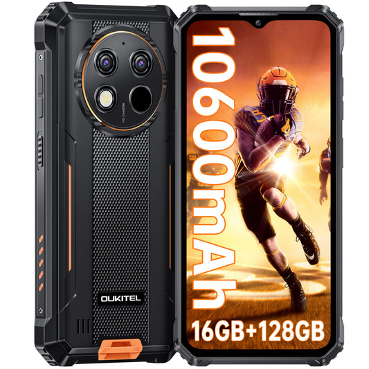 OUKITEL WP28S Outdoor Smartphone Android 14-10600mAh Outdoor Handy Ohne Vertrag, 8GB RAM + 128GB ROM Baustellenhandy 6,52 Zoll,13MP+5MP Kamera, NFC/GPS/Fingerabdruck/Face ID