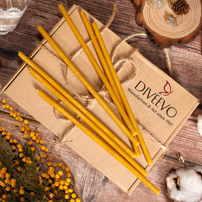 Diveevo Church Beeswax Candles №140 - Amber 350 pcs. I high-quality ritual candles L-16 cm Ø-5.0 mm I 30 min burning time in honey yellow I 1 kg thin candles drip- and smoke-free.