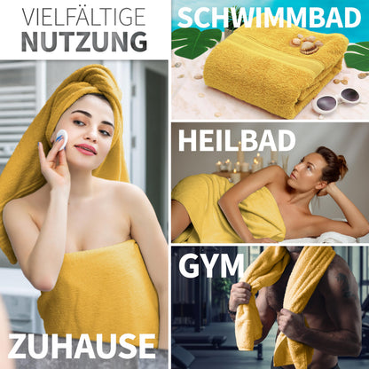 NatureMark 2-pack bath towels Premium quality 70x140cm bath towel double pack Color: Yellow