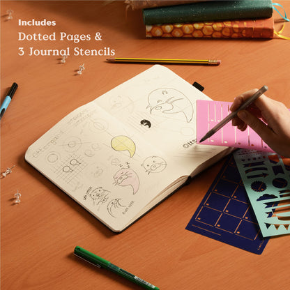 Ottergami Bullet Journal Notebook dotted - High-quality, thick paper with 150 g/m² - The Classic A5 dotted Bullet Journal with pre-printed dots and extra templates.