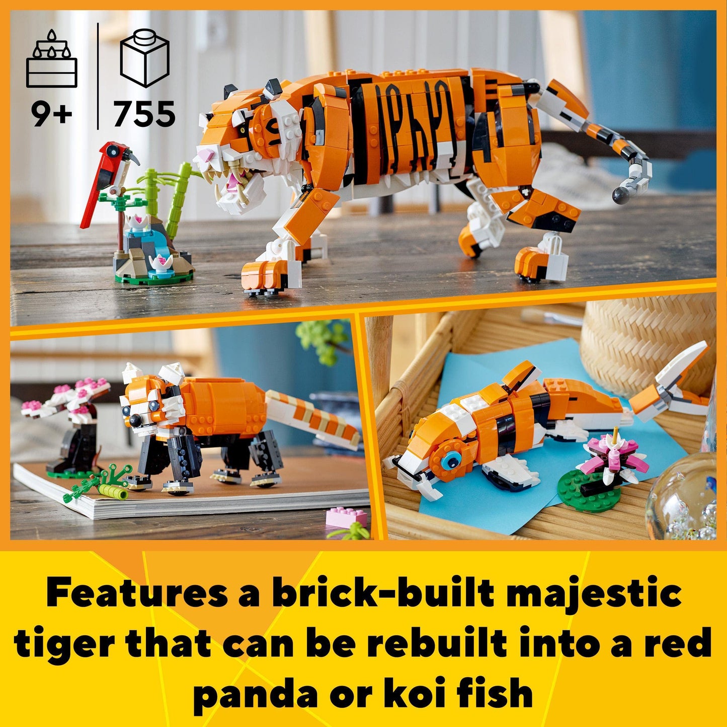 LEGO Creator Forest Animals: Red Fox, set with Fox & 31129 Creator Majestic Tiger, Panda or Fish