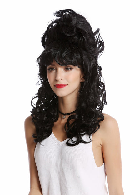 WIG ME UP - GF-W2418-1B Wig Women's wig Baroque 60s retro huge Beehive updo Curly long bangs black