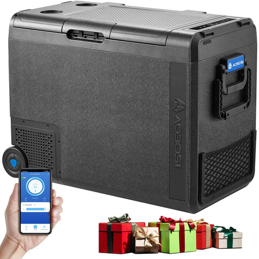 AAOBOSI Compressor Cooler 58L, Car Cooler -20°C to 20°C, Electric Cooler with USB Port, Durable Cooler 12/24V 230V for Cars, Trucks, Boats, RVs, Camping, and Fishing.
