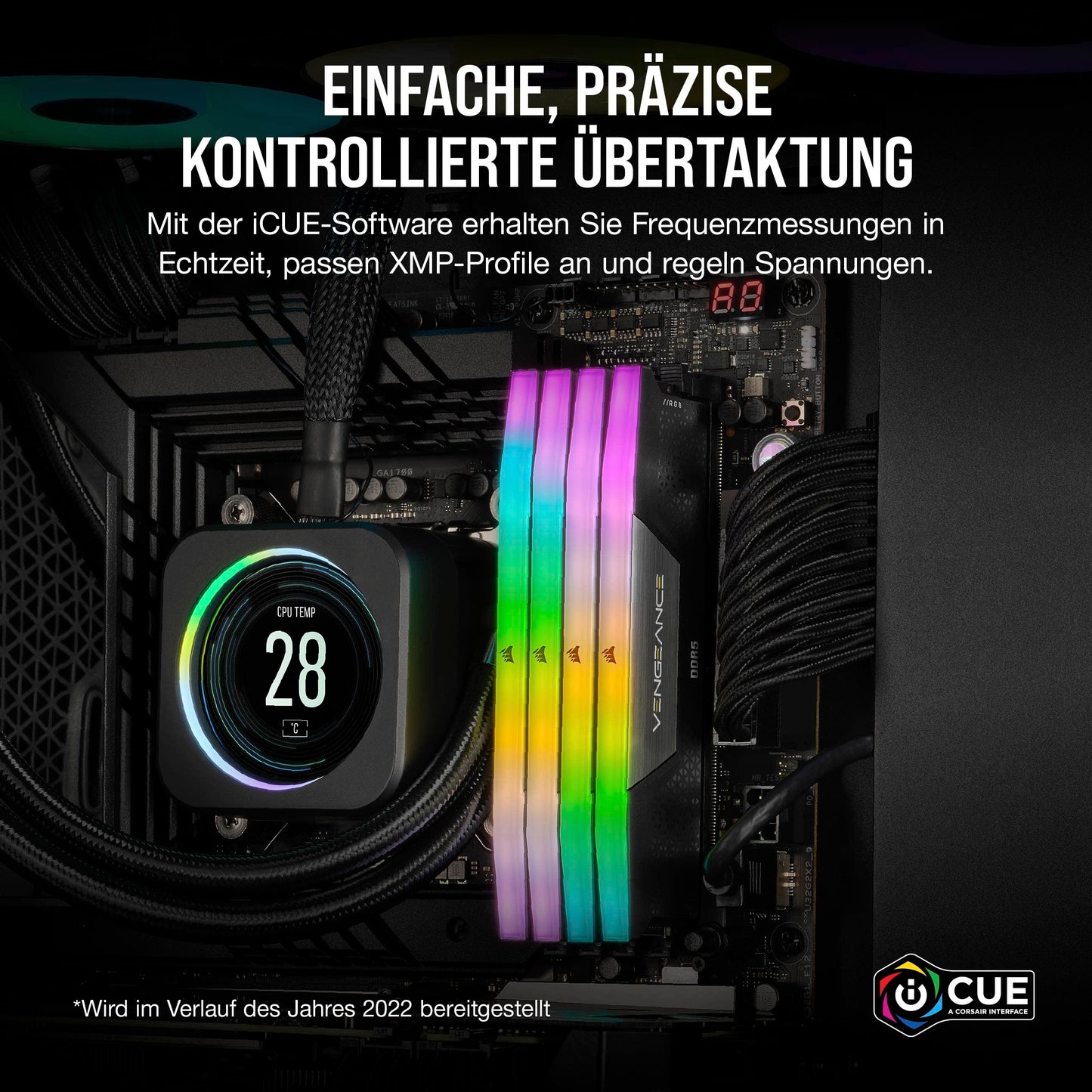 Corsair VENGEANCE RGB DDR5 RAM 32GB (2x16GB) 6000MHz CL36 Intel XMP iCUE Compatible Computer Memory - Black (CMH32GX5M2E6000C36)