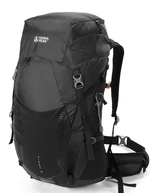 Terra Peak - Hiking Backpack Airant 40 Backpack for Women & Men black large Trekking backpack for hiking and camping with ventilated mesh back and hydration system preparation unisex Backpack lightweight
