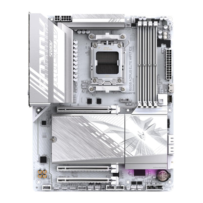GIGABYTE B850 AORUS Elite WIFI7 Ice Motherboard - AMD Ryzen 9000 Series CPUs, 14+2+2 phases digital VRM, up to 8200MHz DDR5 (OC), 1xPCIe 5.0 + 2xPCIe 4.0 M.2, 2.5 LAN, WiFi 7, USB 3.2 Gen 2x2