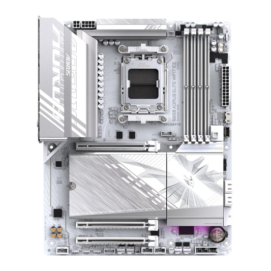 GIGABYTE B850 AORUS Elite WIFI7 Ice Motherboard - AMD Ryzen 9000 Series CPUs, 14+2+2 phases digital VRM, up to 8200MHz DDR5 (OC), 1xPCIe 5.0 + 2xPCIe 4.0 M.2, 2.5 LAN, WiFi 7, USB 3.2 Gen 2x2