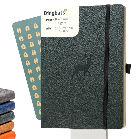 Dingbats* - Wildlife Notebook A5 Dotted - Softcover Journal made from vegan leather for work, travel journal, university notes - with elastic closure band