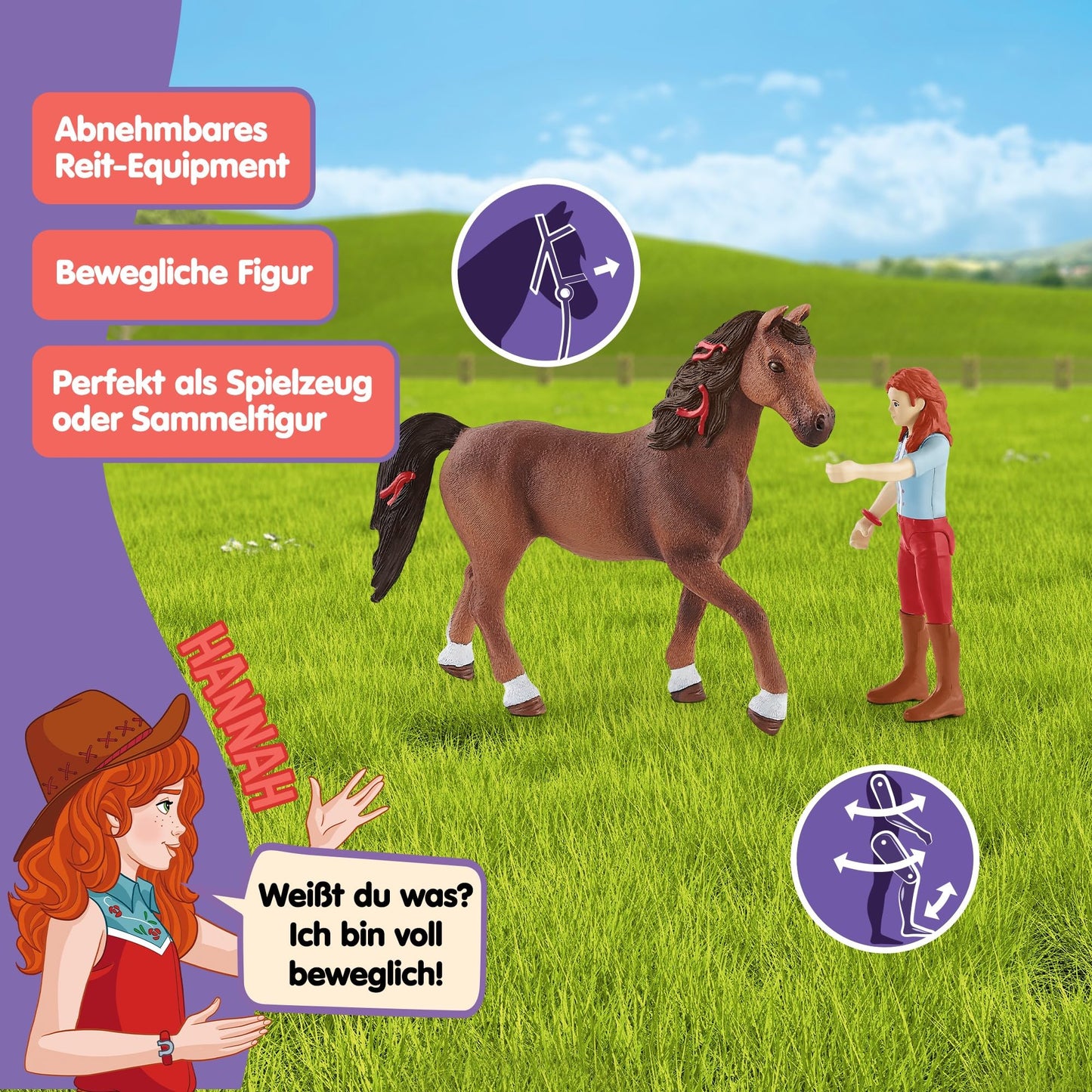 SCHLEICH Horse Club | Hannah & Cayenne 42539 | posable girl figure | with horse accessories | great gift for girls and boys | horse toy for ages 5+ | 10 pieces | exclusive at Amazon