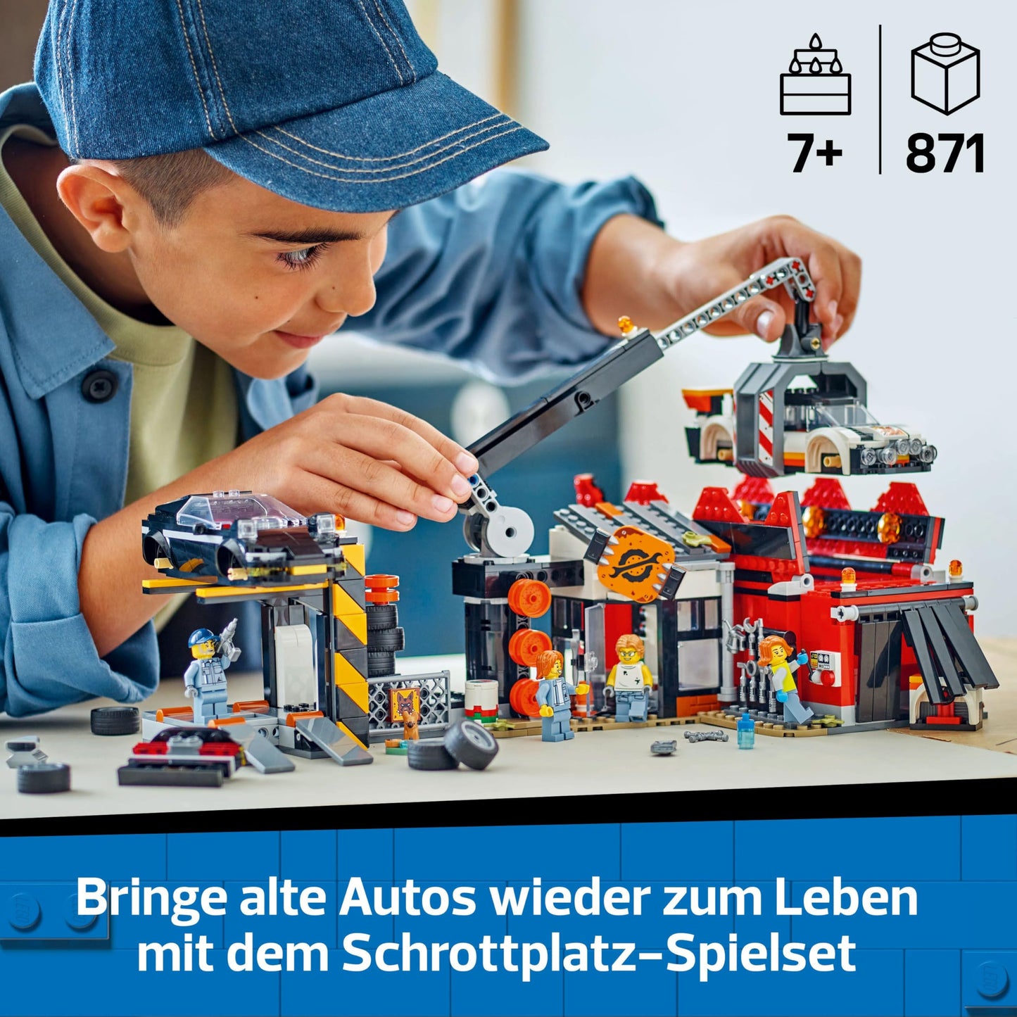 LEGO City 60472 Junkyard Car Construction Toy for Boys and Girls aged 7 years and above.