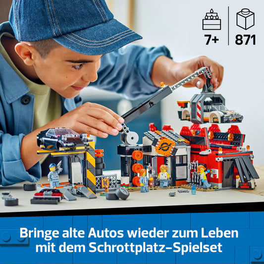 LEGO City 60472 Junkyard Car Construction Toy for Boys and Girls aged 7 years and above.