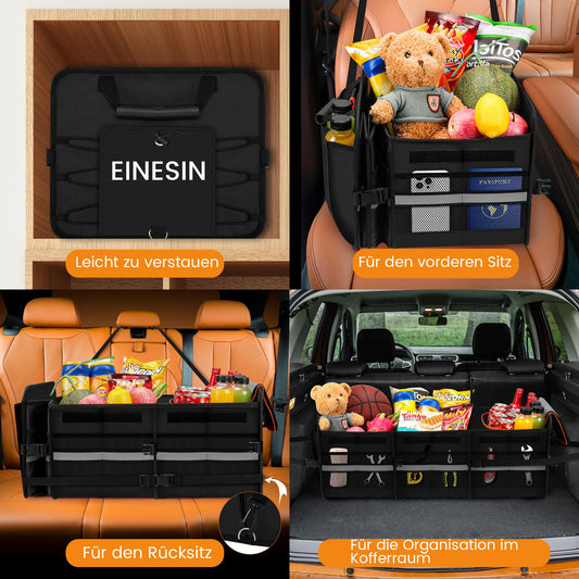 One Extra Large 88L Car Trunk Organizer and 22L Cooler Bag, with 7 compartments, car storage box, collapsible car trunk organizer with compartments and foldable lid.