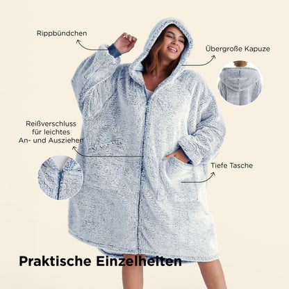 BEDSURE Hoodie Blanket with Sleeves - Sherpa Snuggle Blanket with Sleeves Sweatshirt Wearable Blanket Hoodie as Gifts for Women, Blue