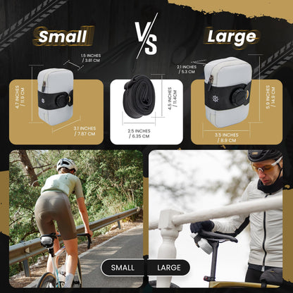 Lumiere & Co. Falcon Magnetic Saddle Bag - 0.37L | 5" x 3" x 1.5" | Slim minimalist design, quick magnetic buckle attachment | Road bike saddlebag (White, Ultra Small)