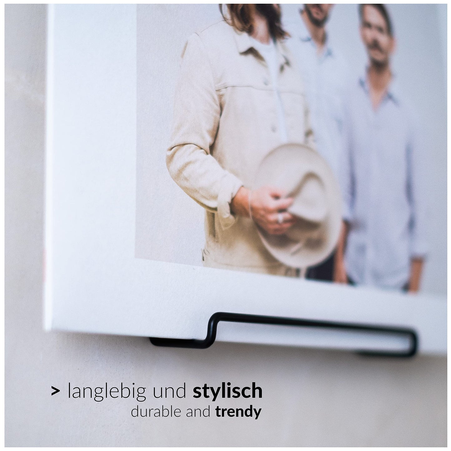 Record wall mount | 4 pieces | Vinyl storage | Matte black metal | Vinyl wall mount | Record accessories and vinyl shelf | Record wall decor