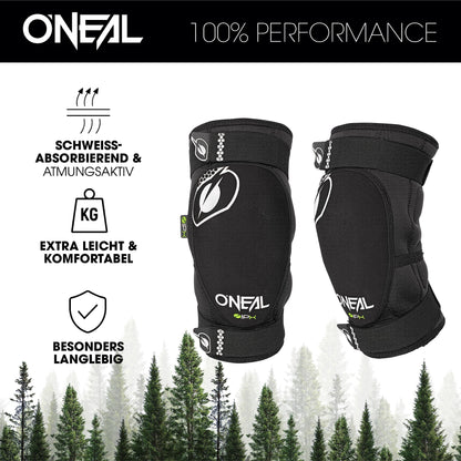 O'NEAL | Knee Protector | BMX Mountain Bike Downhill | IPX® impact protection made of polyurethane, Lightweight Design, Abrasion-resistant material | Dirt Knee Guard | Adult | Black White | Size S