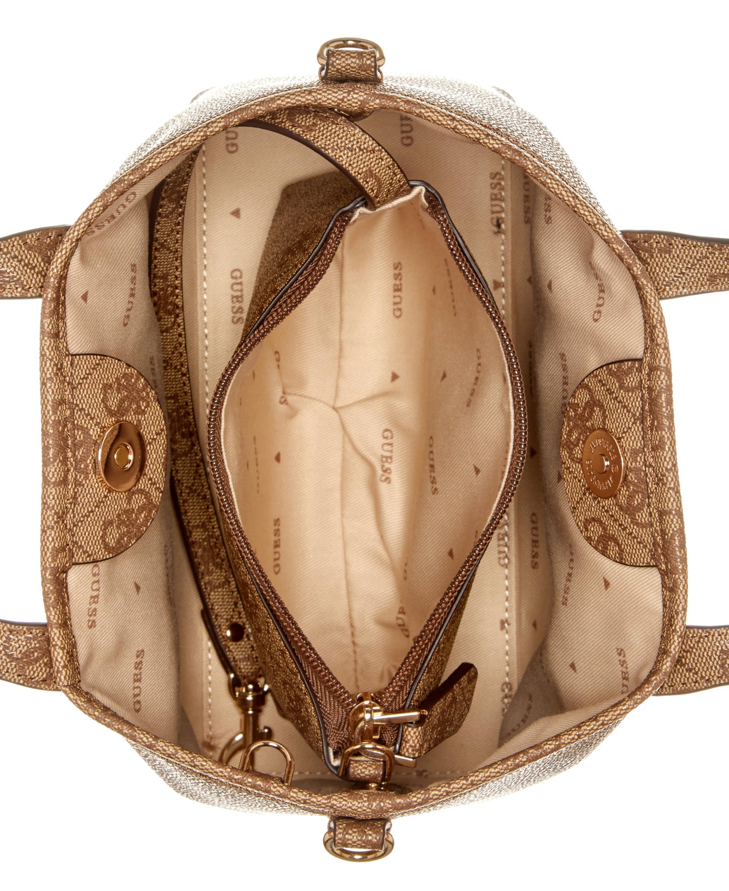 GUESS Women's Latona Tote Mini Handbag, Shoulder Bag, Latte Logo