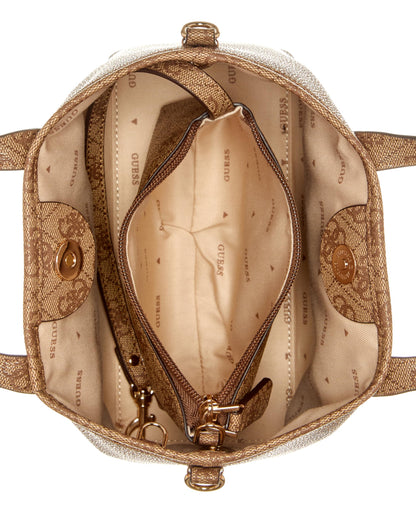 GUESS Women's Latona Tote Mini Handbag, Shoulder Bag, Latte Logo