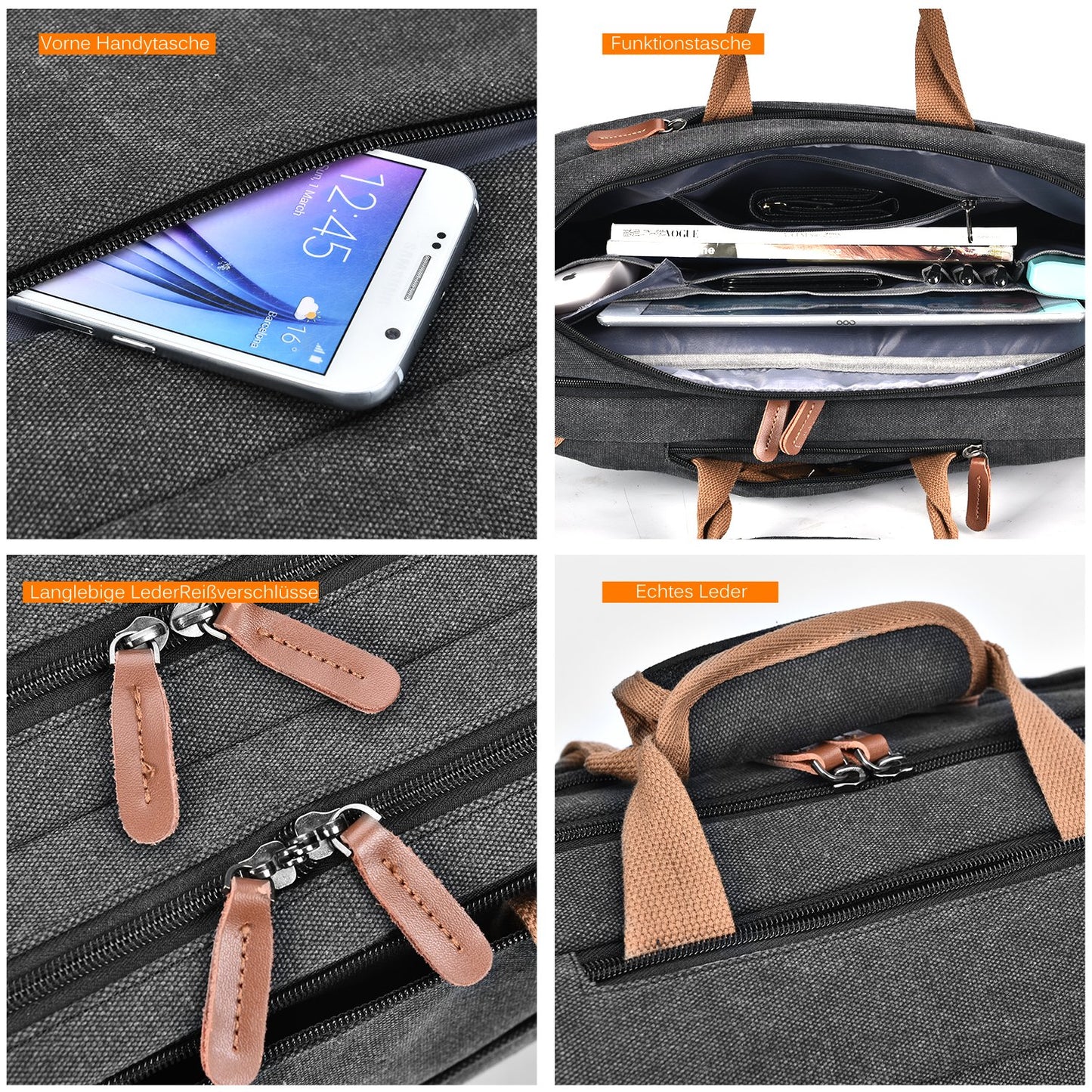 CoolBELL 17.3 inch Convertible Laptop Bag/Rucksack Messenger Bag Canvas Shoulder Bag Business Backpack Work Briefcase Multi-purpose Office Bag Notebook Bag for Laptop/Macbook/Men (Black)