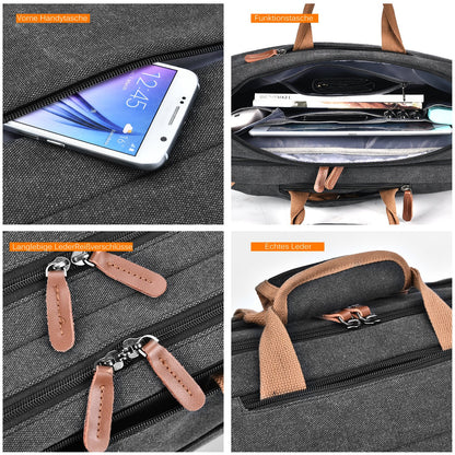 CoolBELL 17.3 inch Convertible Laptop Bag/Rucksack Messenger Bag Canvas Shoulder Bag Business Backpack Work Briefcase Multi-purpose Office Bag Notebook Bag for Laptop/Macbook/Men (Black)