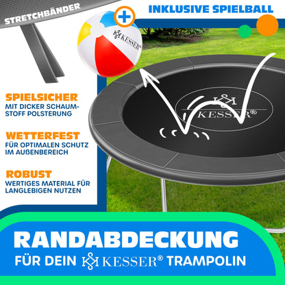 KESSER® - Trampoline Edge Cover Ø 244 cm, 30cm wide 100% UV resistant tear-resistant spring cover including beach ball, anthracite
