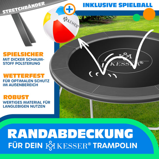 KESSER® - Trampoline Edge Cover Ø 244 cm, 30cm wide 100% UV resistant tear-resistant spring cover including beach ball, anthracite