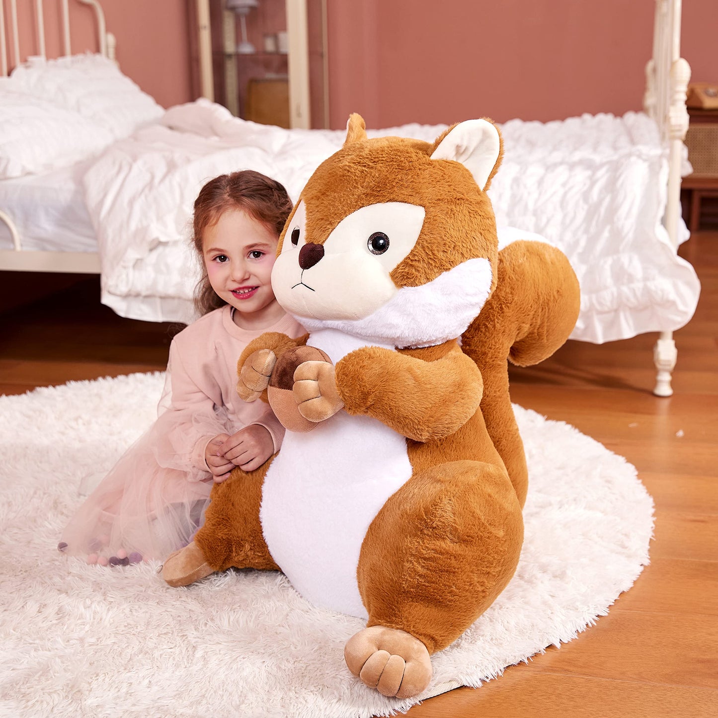 IKASA Big Squirrel Plush Toy Giant Stuffed Animal, 60cm Large Plush Huge Soft Jumbo, Gift for Kids