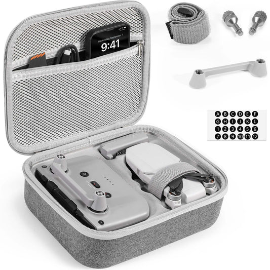 FPVtosky Mini 4K Bag Compact Case for DJI Mini 2 SE/4K Drone Accessories With Controller, Propeller Holder, and Protection, Gray