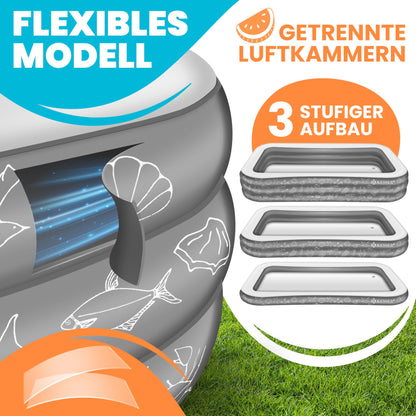 KESSER® Inflatable Pool Family Pool for Kids and Adults Garden Swimming Pool Family Swimming Pool Summer 305x183x56 cm Paddling Pool 1180 Liter Capacity Child-Friendly Includes Repair Kit & Ball