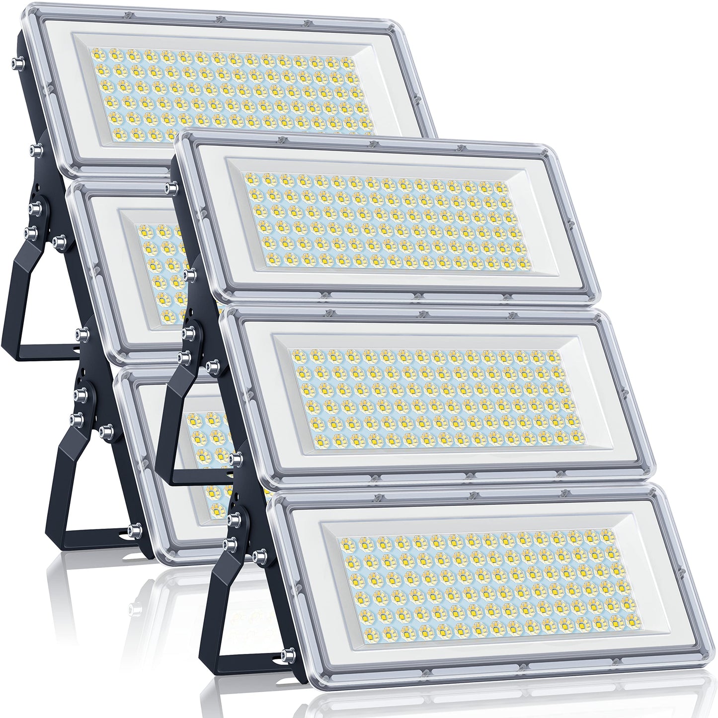 YIQIBRO 300W LED Floodlights Outdoor 2 Pack, 30000LM Super Bright Exterior Floodlights, Waterproof IP67 Outdoor Spotlights, 6500K Cool White LED Floodlights 85-265V for Garden, Garage, Factory, Sports Field.