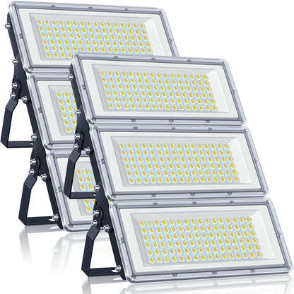 YIQIBRO 300W LED Floodlights Outdoor 2 Pack, 30000LM Super Bright Exterior Floodlights, Waterproof IP67 Outdoor Spotlights, 6500K Cool White LED Floodlights 85-265V for Garden, Garage, Factory, Sports Field.