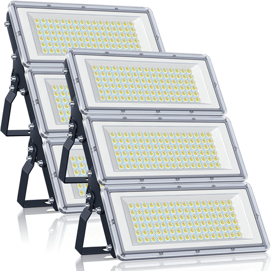 YIQIBRO 300W LED Floodlights Outdoor 2 Pack, 30000LM Super Bright Exterior Floodlights, Waterproof IP67 Outdoor Spotlights, 6500K Cool White LED Floodlights 85-265V for Garden, Garage, Factory, Sports Field.