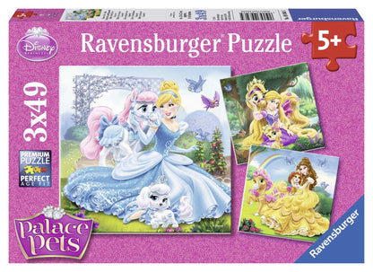 Ravensburger children's puzzles - 09339 Snow White, Cinderella & children's puzzle - 09346 Palace Pets - Belle, Cinderella and Rapunzel - Puzzle for children ages 5 and up, Disney puzzle with 3x49 pieces.