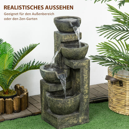 Outsunny resin outdoor fountain with adjustable flow decoration basin 4-tier ornamental fountain for garden patio lawn 25cm x 24cm x 60cm black