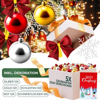 KESSER® Christmas garland 5m with lighting 100 LEDs - Timer - LED chain 8 light modes - Christmas lights - Christmas decoration In & Outdoor - Pine garland including remote control + decorative accessories