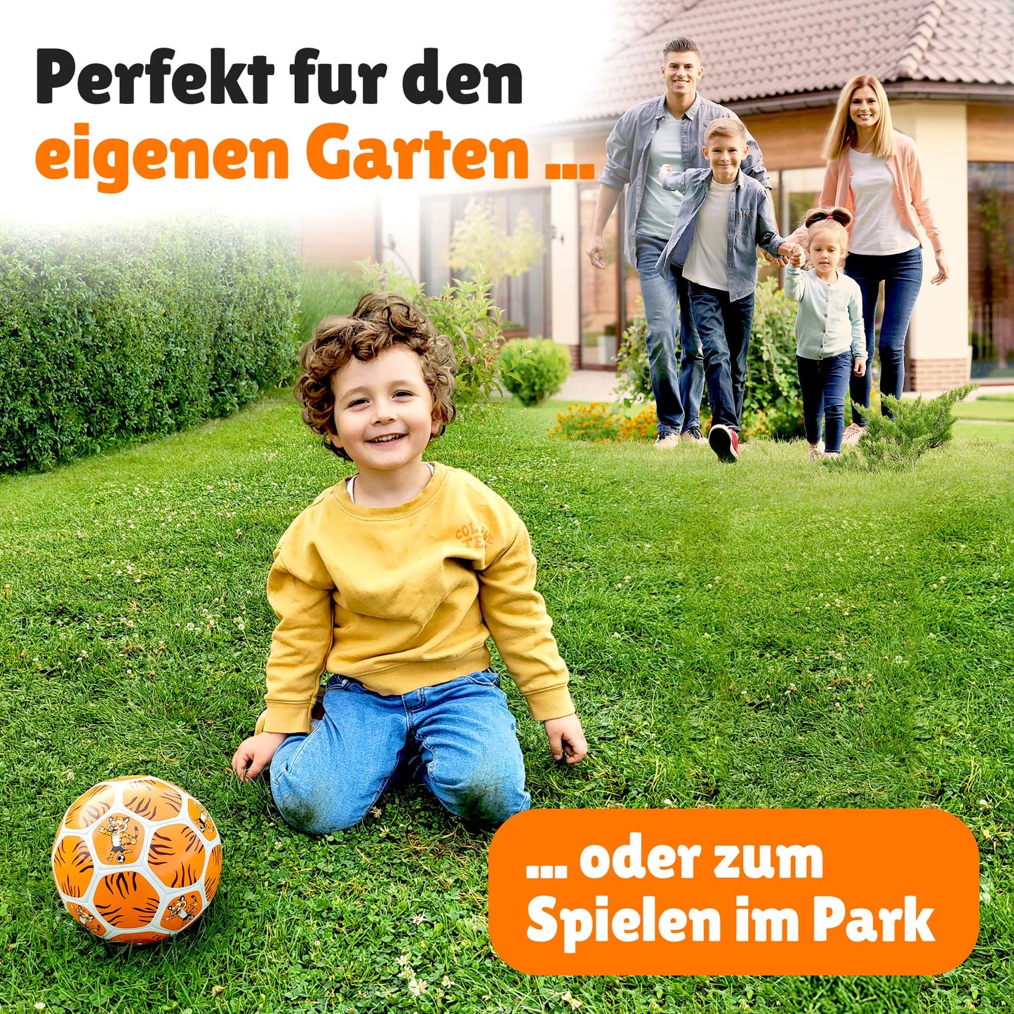 Soccer for kids I Soccer size 3 I Lightweight mini ball with tiger motif I Sturdy I Soft ball for 3 or 4 years old I Children's birthday party favor I Outdoor toy I Comes with ball needle