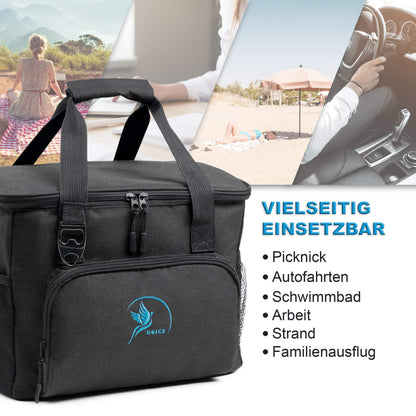 Obics small cooler bag 20l portable cooler with cooling pack - insulated freezer bag black without electricity passive picnic bag - thermal bag food bag camping, car & bike insulated lunch bag