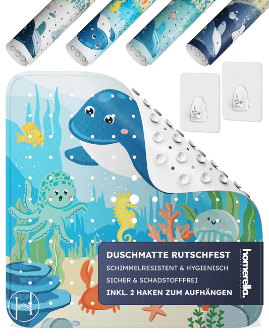 homerella© non-slip shower mat 53x53cm, WITH HANGING HOOK, shower anti-slip mat, mold-resistant & washable, shower tray insert, shower mat, shower non-slip mat, shower mats, non-slip bath mat