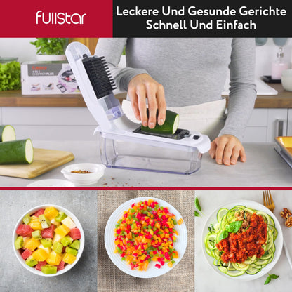 Vegetable slicer spiralizer vegetable slicer vegetable cutter onion cutter potato cutter fruit cutter - Vegetable chopper cutter dicer (4-in-1 - White)